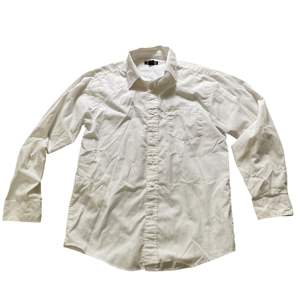 George Boys White Long Sleeve Button Down Shirt Size XL 14-16 School Uniform